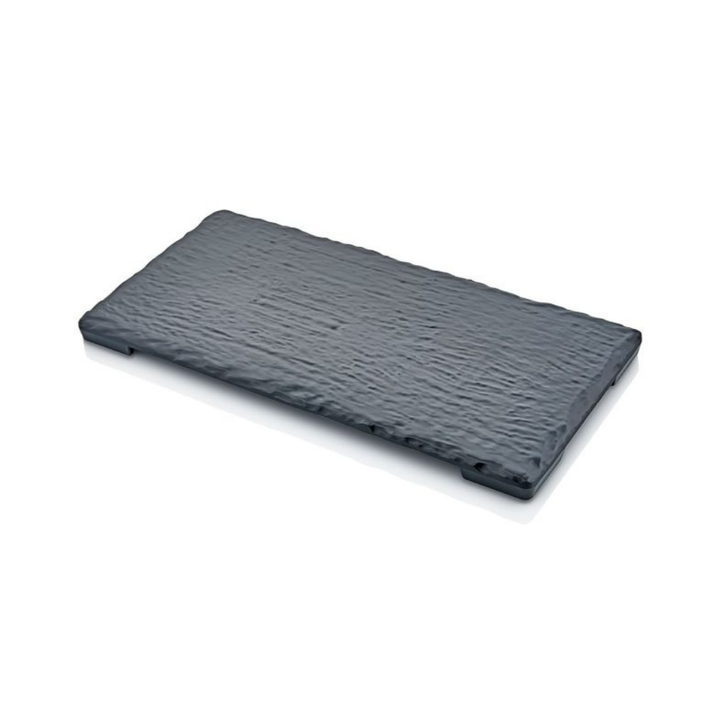 Atlasform S391 Ayaklı Kaya Yüzey Sunum Tepsisi, 32x16 cm, Siyah