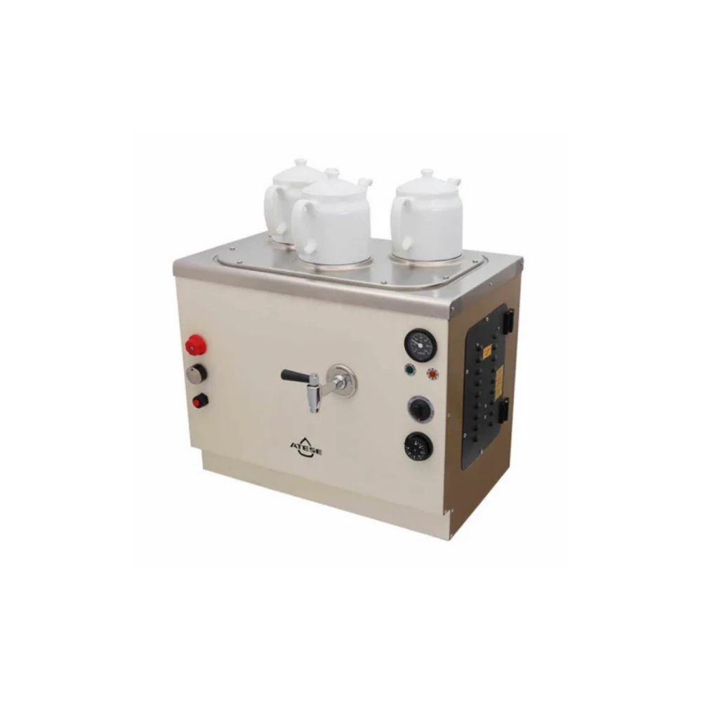 Ateşe SAGE3 Sumela Analog Çay Kazanı, Gazlı & Elektrikli, 3 Demlik Kapasiteli, İnoks