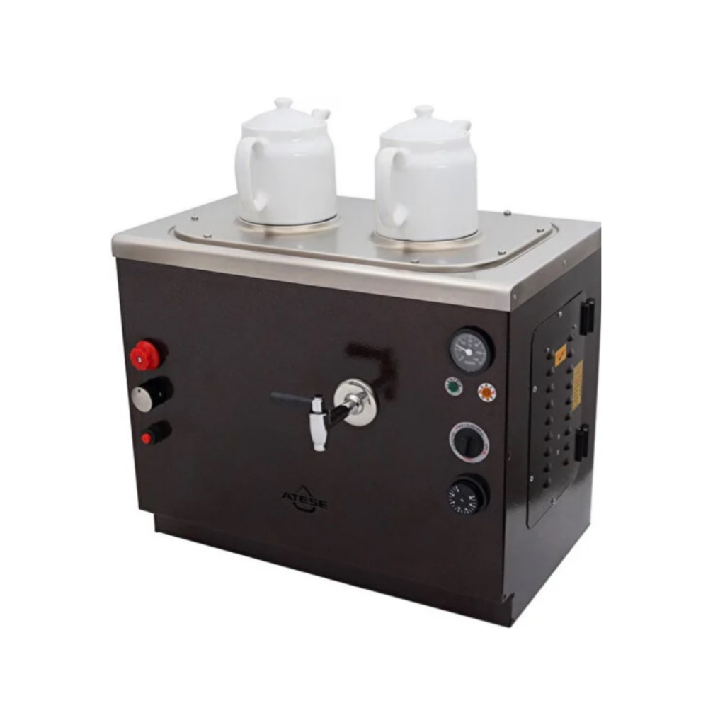 Ateşe SAGE2 Sumela Analog Çay Kazanı, Gazlı & Elektrikli, 2 Demlik Kapasiteli, İnoks