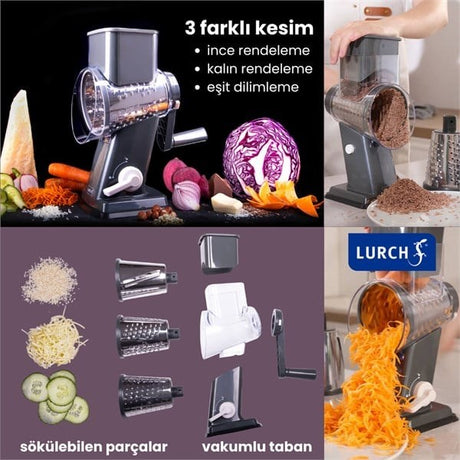 Lurch 00200521 Easy Prep Kollu Tambur Rende, 3 Tamburlu