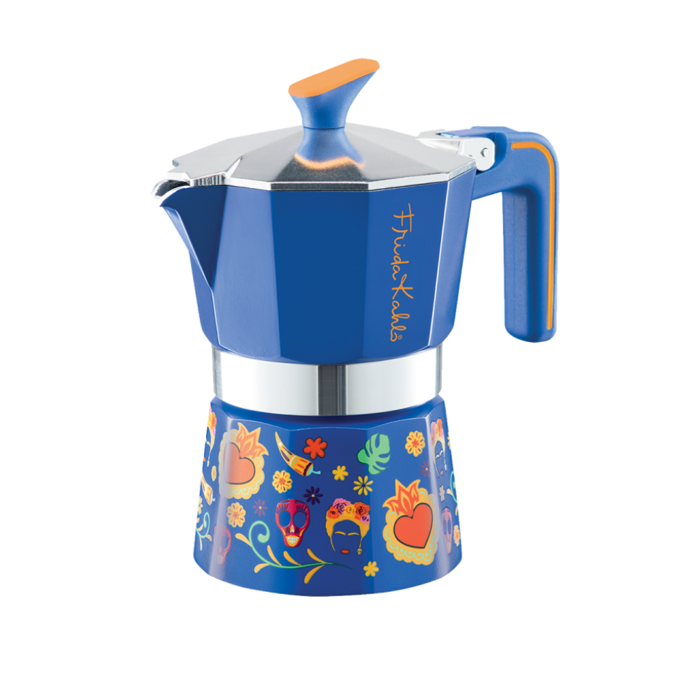 Pedrini Frida Kahlo, 3 Cup Moka Pot Mavi