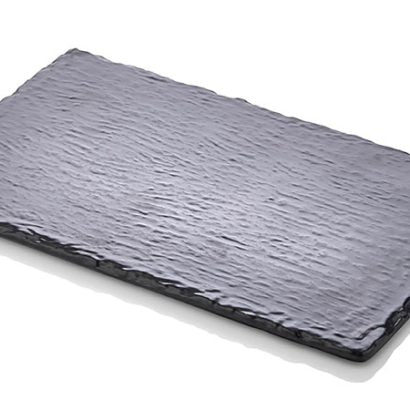 Atlasform S390 Ayaklı Kaya Yüzey Sunum Tepsisi, 26,5x16 cm, Siyah