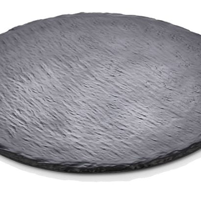 Atlasform S397 Ayaklı Yuvarlak Kaya Yüzey Sunum Tepsisi, 30 cm, Siyah