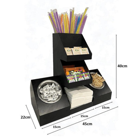 Decorelax 7 Bölmeli Endüstriyel Siyah Tezgah Üstü Düzenleyici Organizer, Çay ve Pipet Raflı Stand