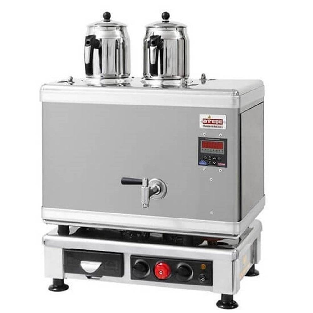 Ateşe TIGE02 Titanium Akıllı Dijital Çay Kazanı, Gazlı & Elektrikli, 2 Demlik Kapasiteli, İnoks