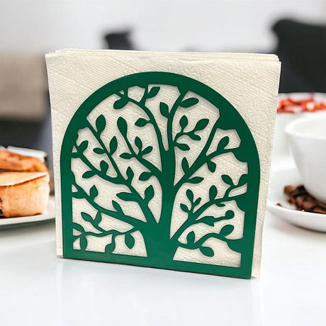 Decorelax Hayat Ağacı Temalı Yeşil Metal Peçetelik