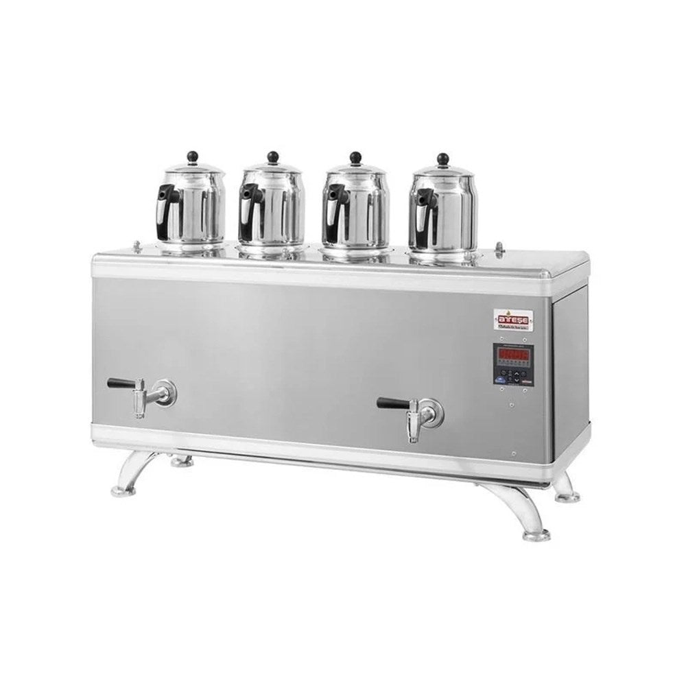 Ateşe TCIGE04 Titanium Compact Akıllı Dijital Çay Kazanı, Gazlı & Elektrikli, 4 Demlik Kapasiteli, İnoks