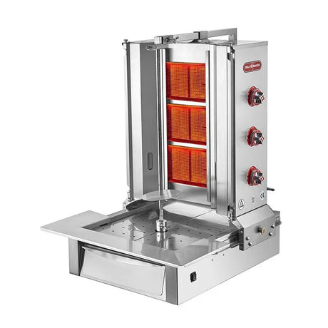Silverinox 2165-A3 Alttan Motorlu Döner Ocağı 3 Radyanlı Doğalgazlı - Mutbaka Endüstriyel Mutfak Ekipmanları