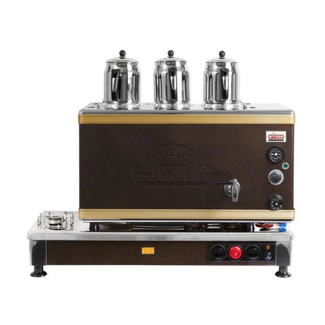 Ateşe SAGE03 Silver Otomatik Çay Kazanı, Gazlı & Elektrikli, 3 Demlik Kapasiteli, Bakır