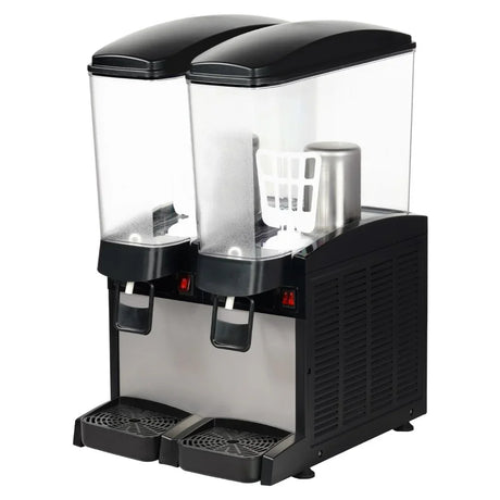 Omake SBD01.E21.0101 Karıştırıcılı Manuel İkili Dikdörtgen Şerbetlik Makinesi, 20+20 L, Siyah